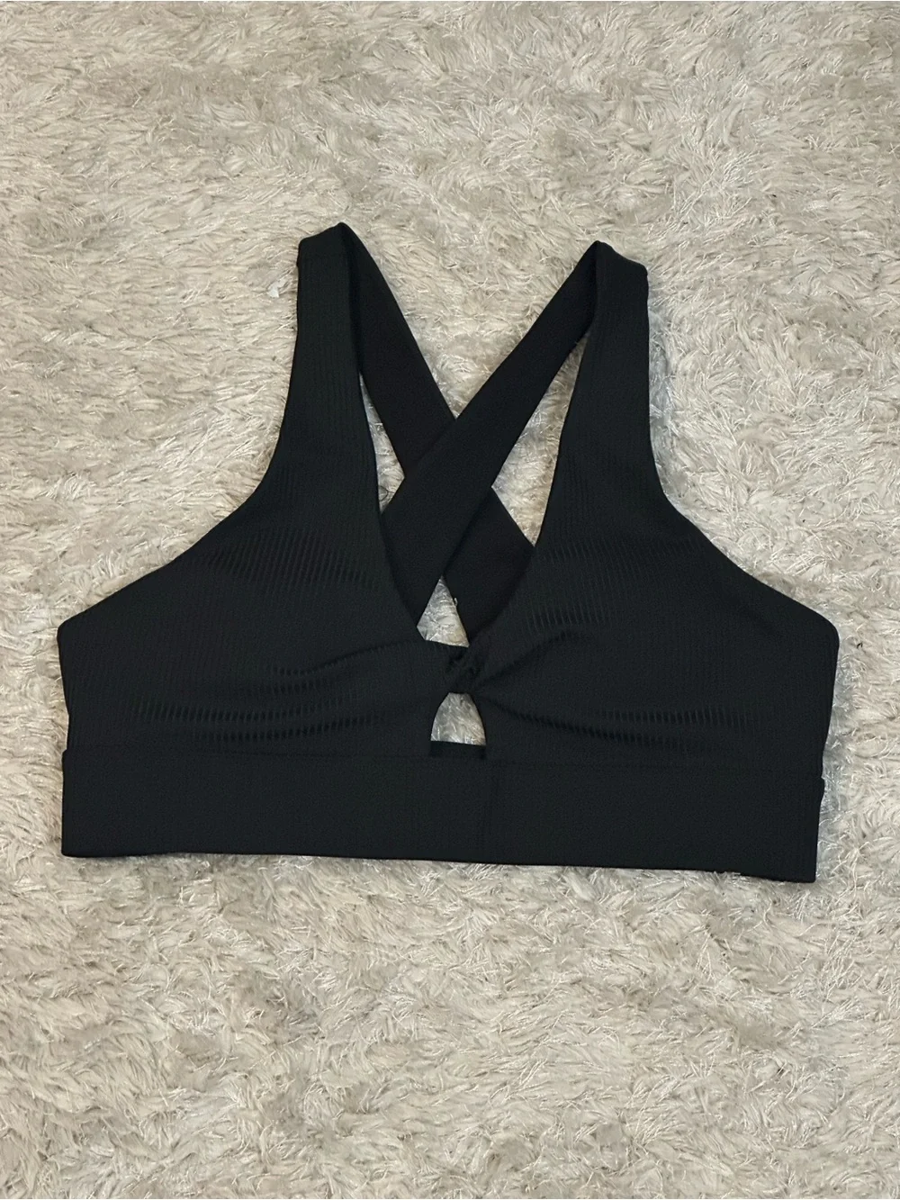 Fabletics Oasis Black Ribbed Sports Bra - M no tag